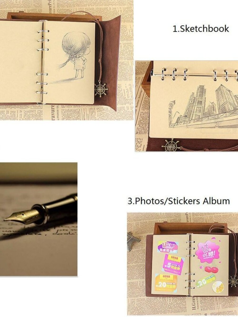 Leather Journal Notebook, Spiral Bound Traveler Notebook for Women Men Thanksgiv - Picture 6 of 7
